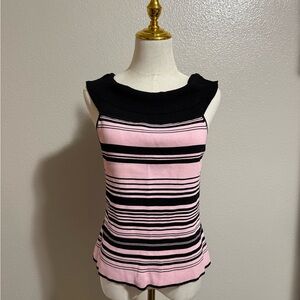 Cable & Gauge Women’s Sleeveless Top Pink & White Stripe Size Large